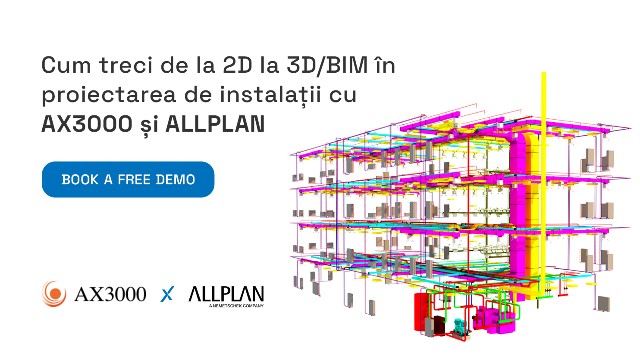 Cum treci de la 2D la 3D/BIM în proiectarea de instalații cu AX3000 și ALLPLAN?