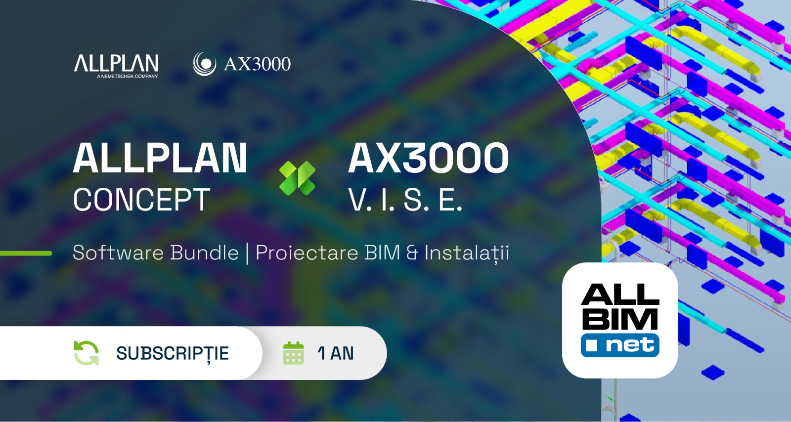 Bundle Allplan Concept + AX3000 Ventilatii / Incalzire / Sanitare / Electrice (Inchiriere pe 1 an)